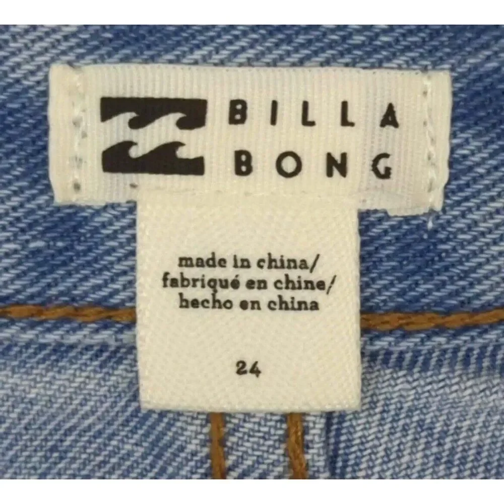 Billabong Long Time Denim Shorts Women's SIZE 24 US Frayed New jean XS